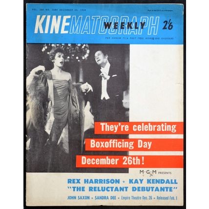 KINE WEEKLY 1958 Bachelor of Hearts, Hammer UK MAGAZINE