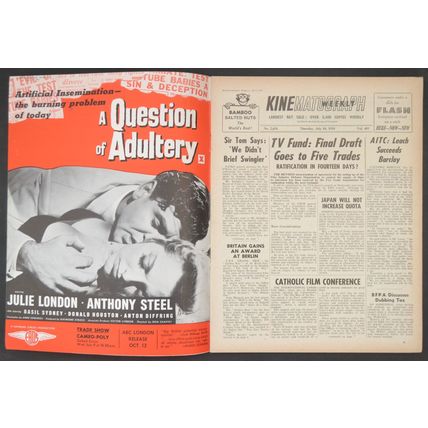 KINE WEEKLY 1958 A Question of Adultery - A Night To Remember UK MAGAZINE