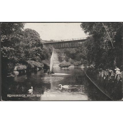 Scarborough Valley Bridge & Park, Yorkshire, 1906 - Thomas Taylor Postcard