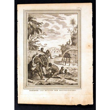 DOERFER UND HUTTEN DER HOTTENTOTTEN 1748 Nicolas Beauvais ANTIQUE ENGRAVING