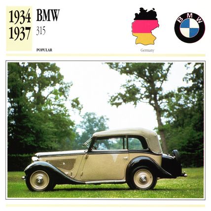 Collectors Club card. Classic Cars. BMW 315