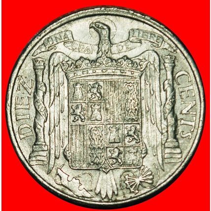 Ⰶ GENERALISSIMO FRANCO (1936-1975): SPAIN★ 10 CENTIMOS 1945★LOW START★NO RESERVE