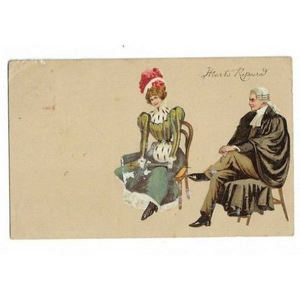 Hearts Repaired, Art Nouveau, Romantic, Glamour Postcard.