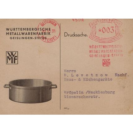 German Kitchen Stainless Steel Saucepan Cookery Geislingen Antique 1931 Postcard