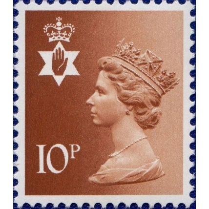 GB QEII 1980 Northern Ireland 10p Orange Brown 1CB Mounted Mint MM SG NI28 stamp