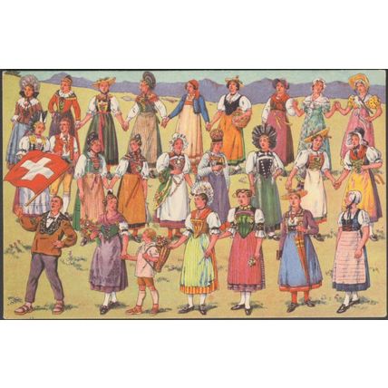 Costumes Suisse - Schweizer Trachten - Costumi Nazionali, c.1920s - Jaeger CPA