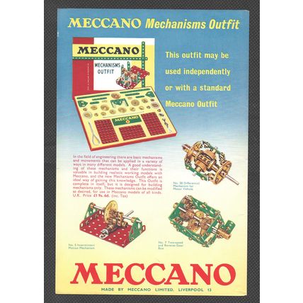 MECCANO MECHANISMS OUTFIT SET : Original Vintage 1960 Magazine Advert