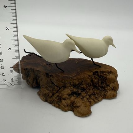 Vtg John Perry Seagull Running on Burl Wood Base Sculpture Signed 1986 Figurine