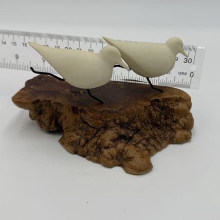 Vtg John Perry Seagull Running on Burl Wood Base Sculpture Signed 1986 Figurine