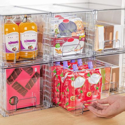 Vtopmart 4 Pack Large Stackable Storage Drawers,Easily Assemble Acrylic Bathroom