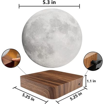 Levitating Moon Lamp, Magnetic Floating Moon Lamp Spinning Luna Night Light with