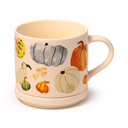 Autumn Harvest Porcelain Mug 8.3 CM &Coaster Set MIcrowave & Dishwaher Safe Gift