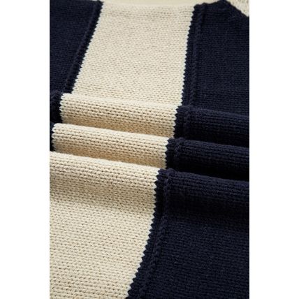 Blue Stripe Color Block PLus Size Drop Shoulder Sweater