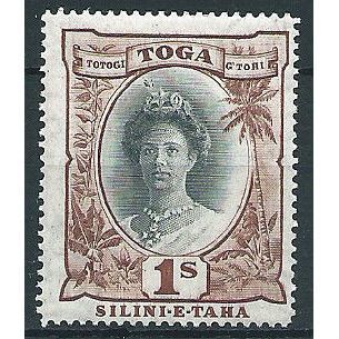 Tonga 1897 SG50 1/- Black & Red-Brown Mounted Mint . ..