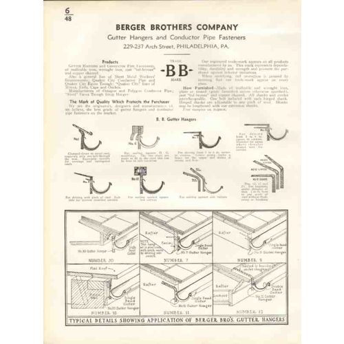 berger brothers company 1938 gutter hanger pipe fasten vintage catalog