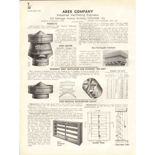 arex company 1938 industrial ventilating engineers vintage catalog
