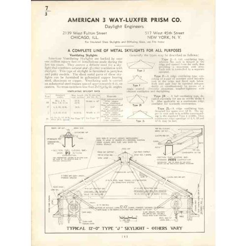american 3-way-luxfer prism company 1938 roof skylight vintage catalog