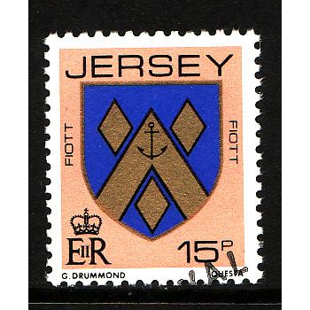 1981-88 Definitives, Jersey Family Crests, 15p Used Stamp SG 264 #1