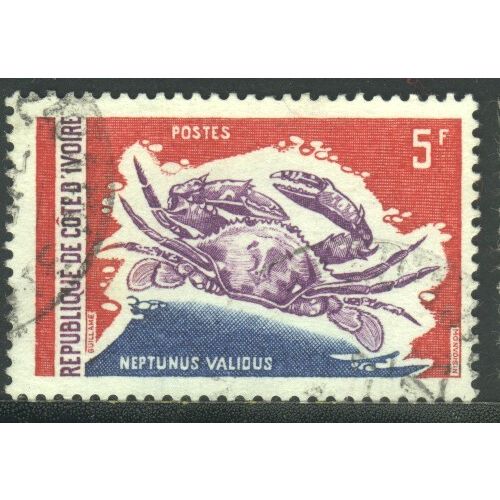 Ivory Coast 1971 - SG354 - 5f red/lilac/blue - "Neptunas validus" Crab - used