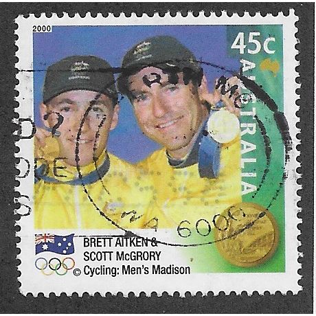 AUS 2000 45c 'GOLD MEDAL- CYCLING MENS MADISON' (LITHO) 'FINE USED (EBID59-062)