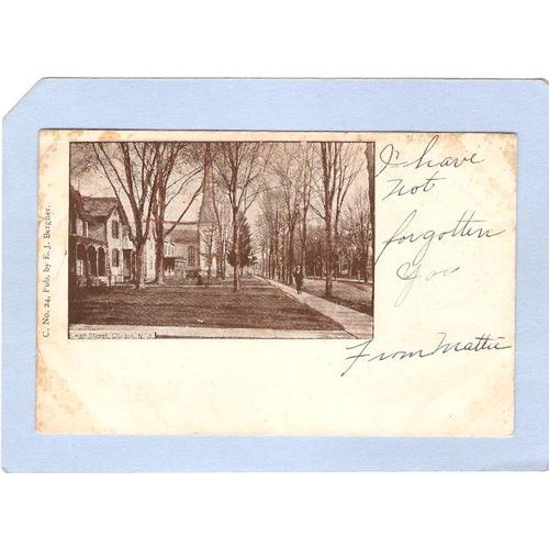 New Jersey Clinton Leigh Street Clinton NJ Gold Sparkles Outline Trees & B~1054