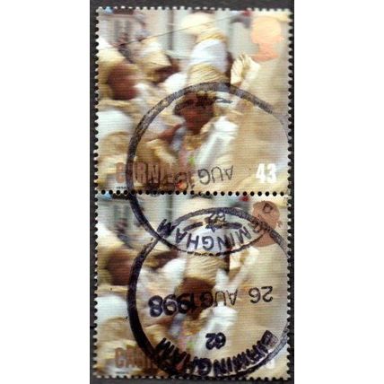 1998 Europa. Notting Hill Carnival. 43p Val Children in White & Gold. F/Used Pr.