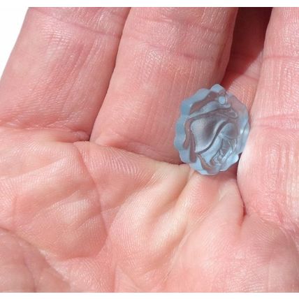 Transparent Light Blue 3D Glass Rose Pendant Bead bd011