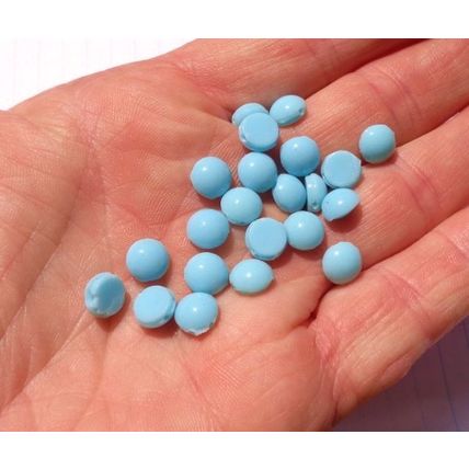 Aqua Blue Dome Round Nailhead Beads 8mm 20 Pieces Sew On bd027