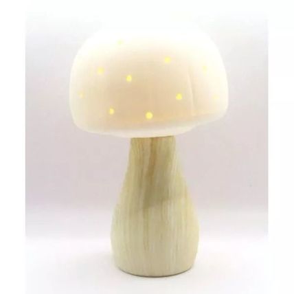 White Ceramic Mushroom Ornament LED 13.5 CM Light Home Gift Decor Christmas