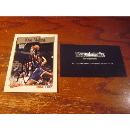 19910/92 Hoops, Autograph Card, KARL MALONE, HOF w/COA, Jazz