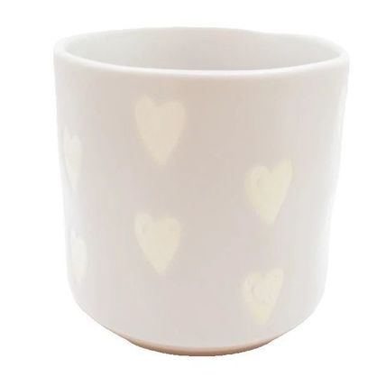 Light Beige Mug White Heart Pattern 9 CM Gift Tableware Home Decor Kitchen Gift