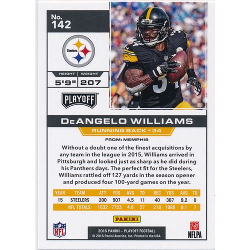 2016 Panini Playoff Football Goal Line Parallel 142 DeAngelo Williams Steelers