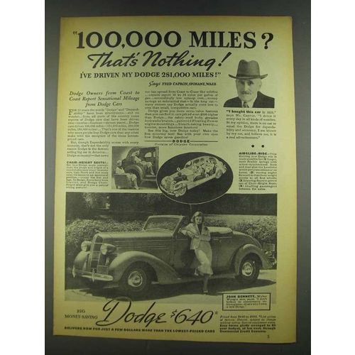 1936 Dodge Cars Ad - Joan Bennett