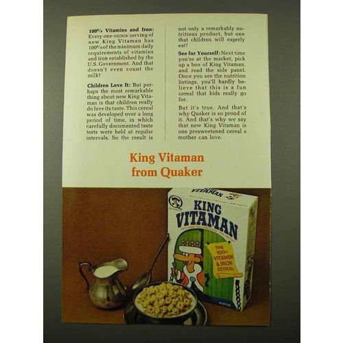 1971 Quaker King Vitamin Cereal Ad