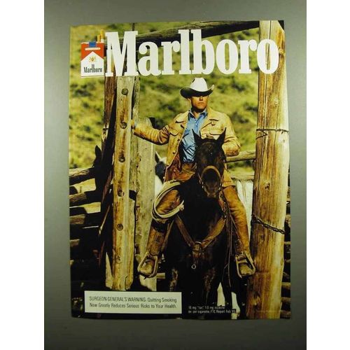 1989 Marlboro Cigarettes Ad - Marlboro Man on Horse