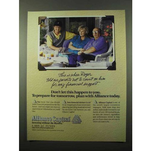 1996 Alliance Capital Ad - Roger Told Our Parents