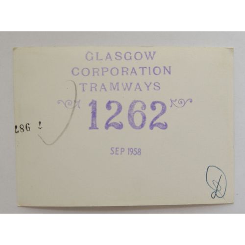 Photo Glasgow Tram no.1262 in 1958
