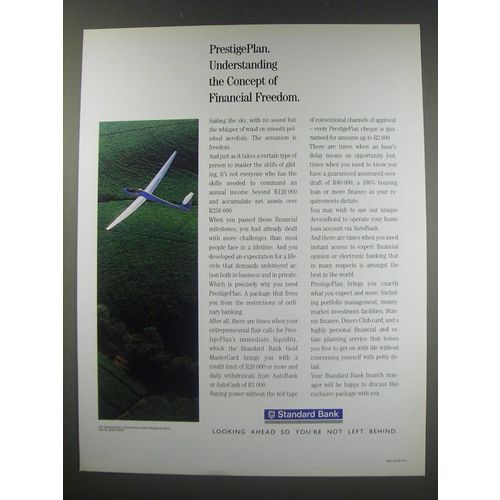 1991 Standard Bank Ad - PrestigePlan. Understanding concept of financial freedom