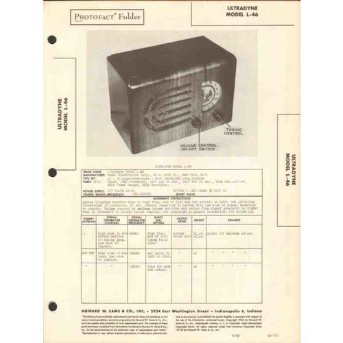 ULTRADYNE model L-46 6 tube AM radio receiver Sams Photofact manual