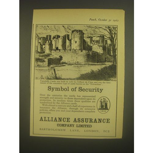 1962 Alliance Assurance Company Limited Ad - Caerphilly Castle
