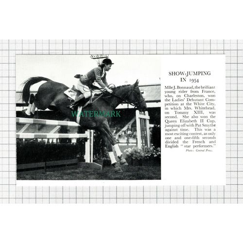 C5475) Mlle J Bonnaud Horse Rider France Show Jumping - 1955 Cutting