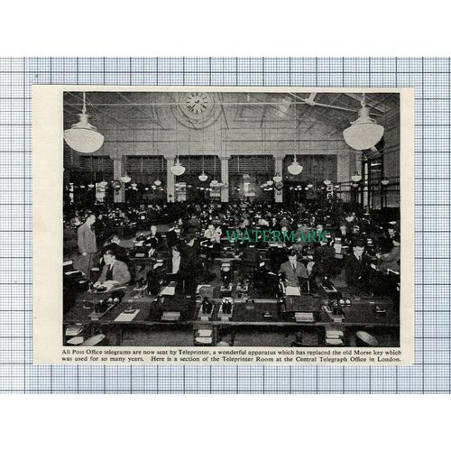 C4226) Central Telegraph Office London Telegraph Room - c1950s Cutting