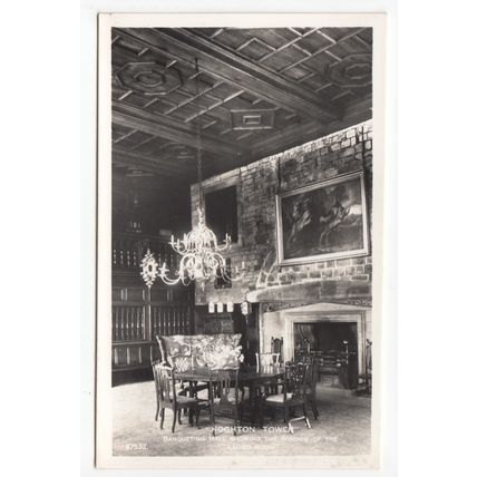 Banqueting Hall Hoghton Tower near Preston Postcard RP Lancashire