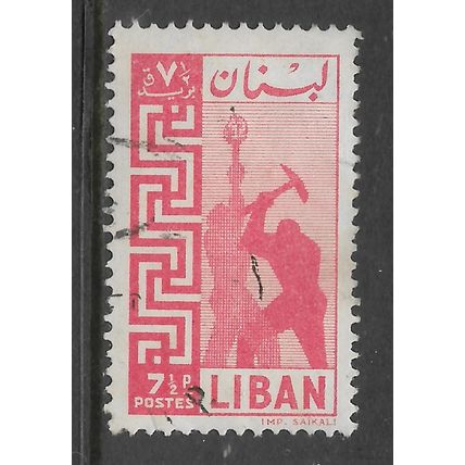 LEBANON 1957 MINERS 7 1/2p PINK SG 586 FINE USED#