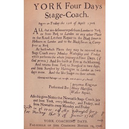 York Four Days Stage Coach 1706 Transport Old Postcard