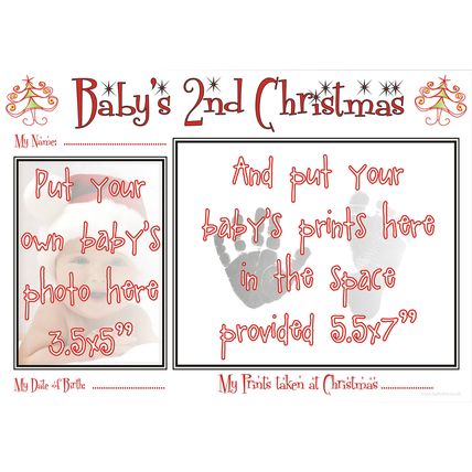 Baby's Second Christmas Hand Prints Footprints Kit Babys 2nd Xmas Stocking Gift