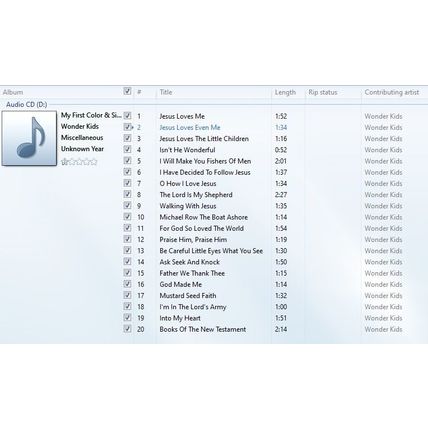 Wonder Kids My First Color & Sing Bible Songs CD 20 Tracks w 20 Pictures/Puzzles
