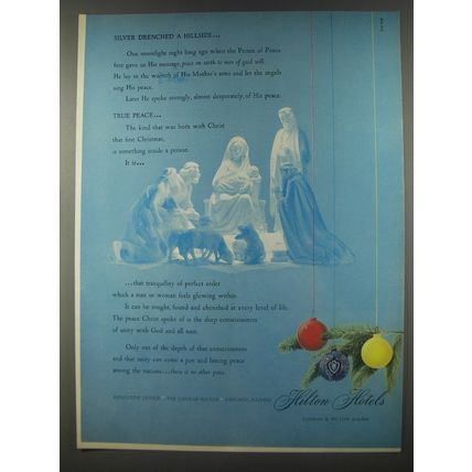 1956 Hilton Hotel Ad - Silver drenched a hillside