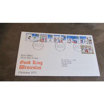 1973 GB FDC Cover - Christmas set - Holly Bureaux frank