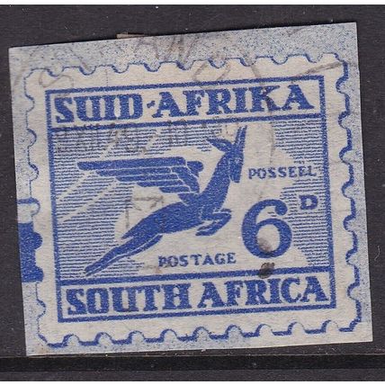 South Africa Postmark Strand 6d Pegasus Stationary Cut Out VGC